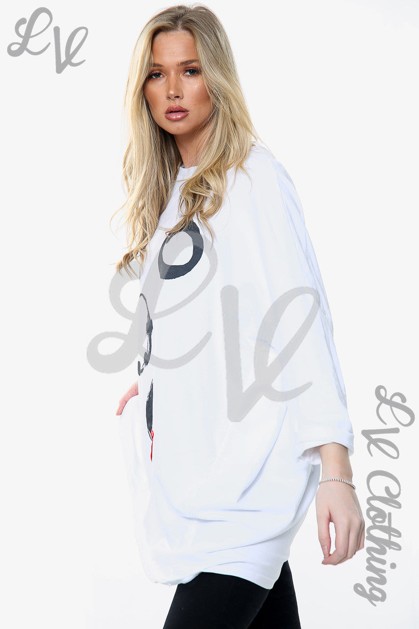 Ladies Paintbrush Shapes Print Sweatshirt Top White Unit Price £15.99