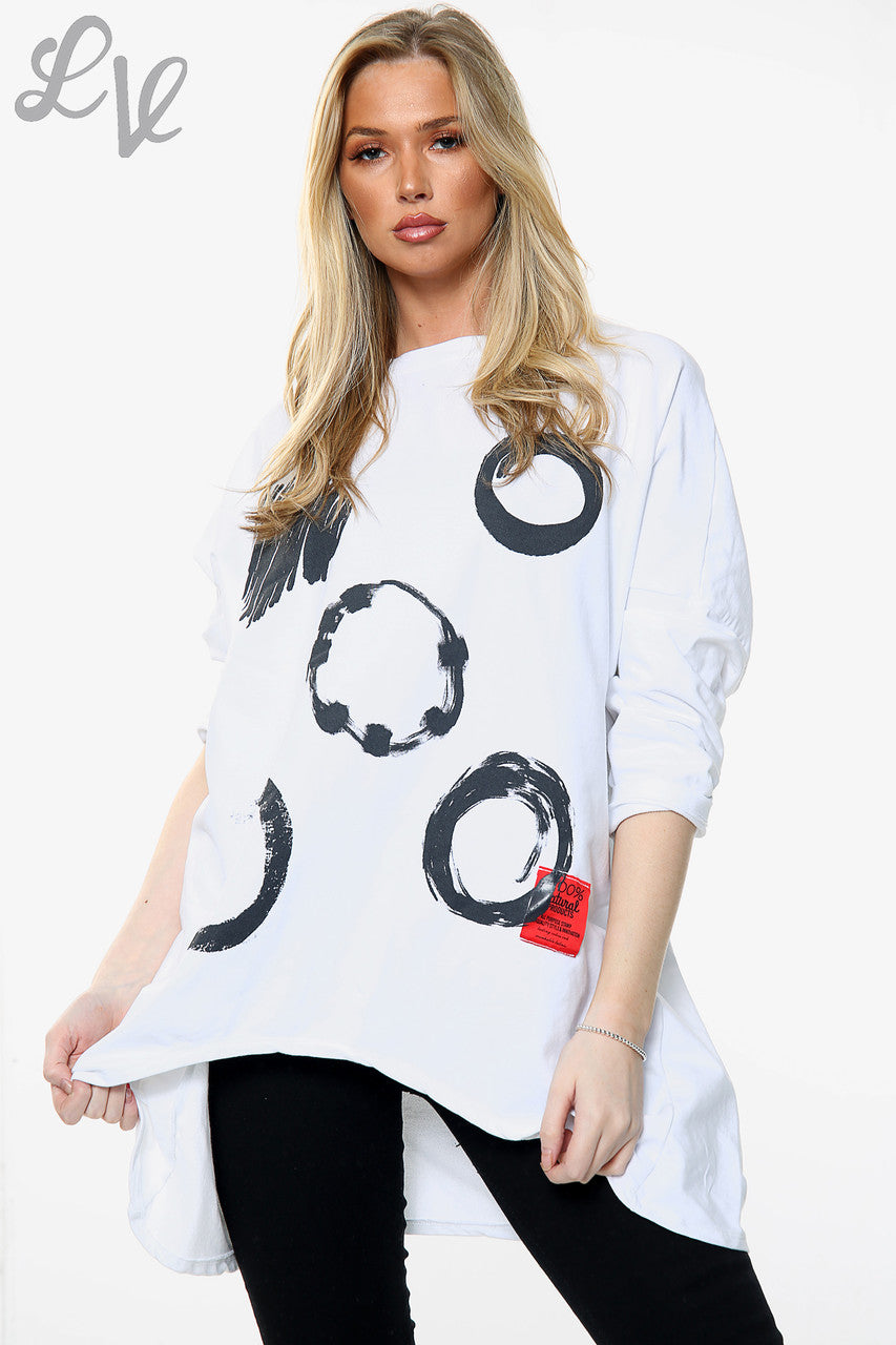 Ladies Paintbrush Shapes Print Sweatshirt Top White Unit Price £15.99