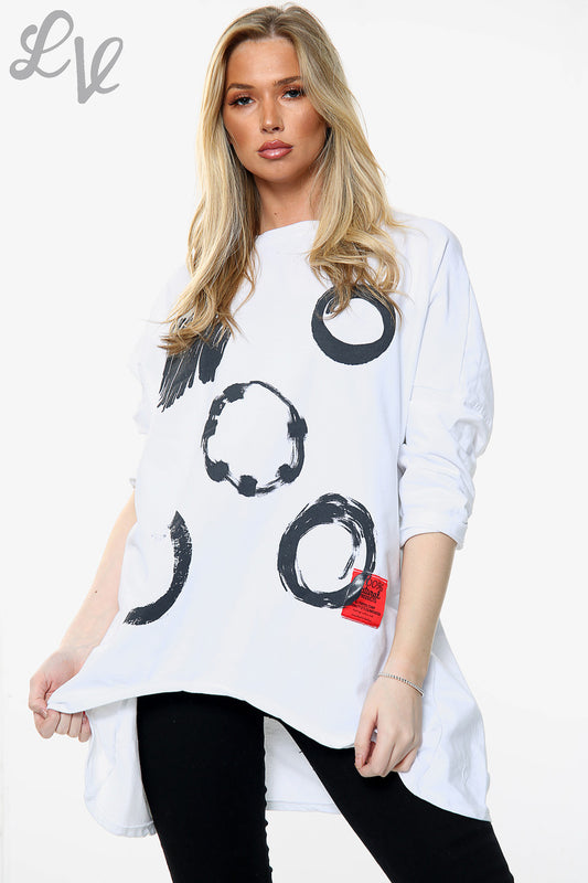 Ladies Paintbrush Shapes Print Sweatshirt Top White Unit Price £15.99