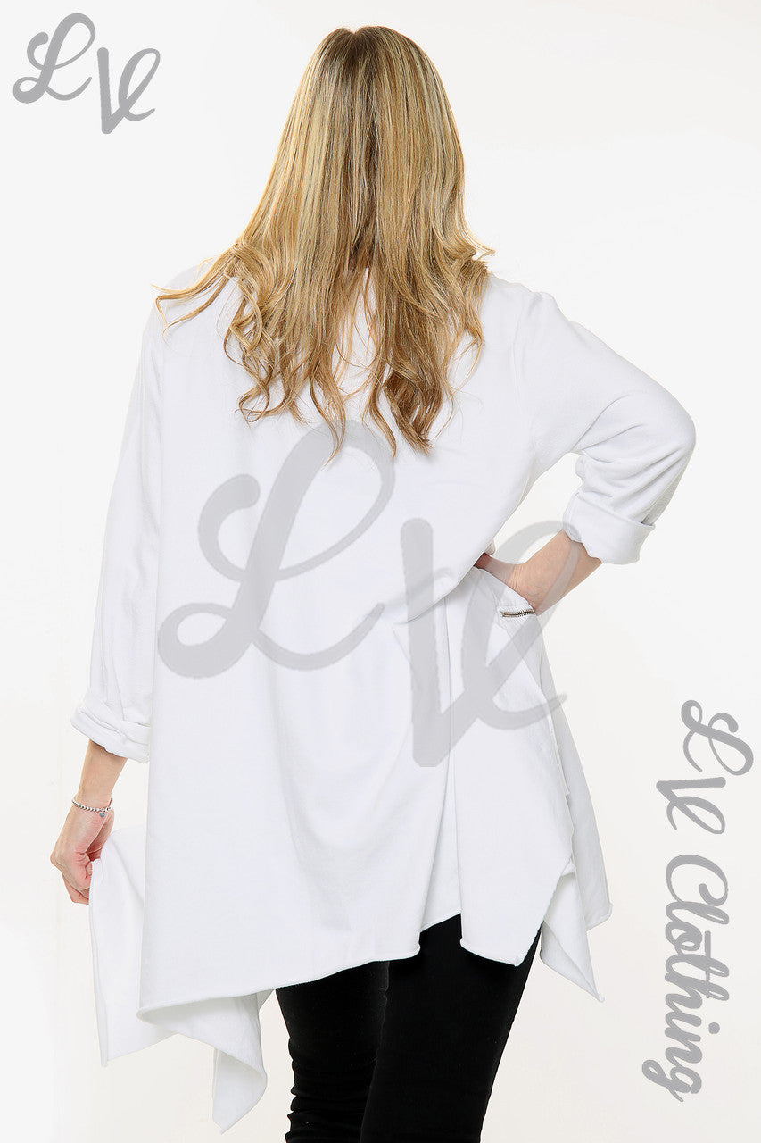 Ladies Draped Hem & Zip Detail Sweatshirt Top White Unit Price WAS £11.99 NOW £5.99