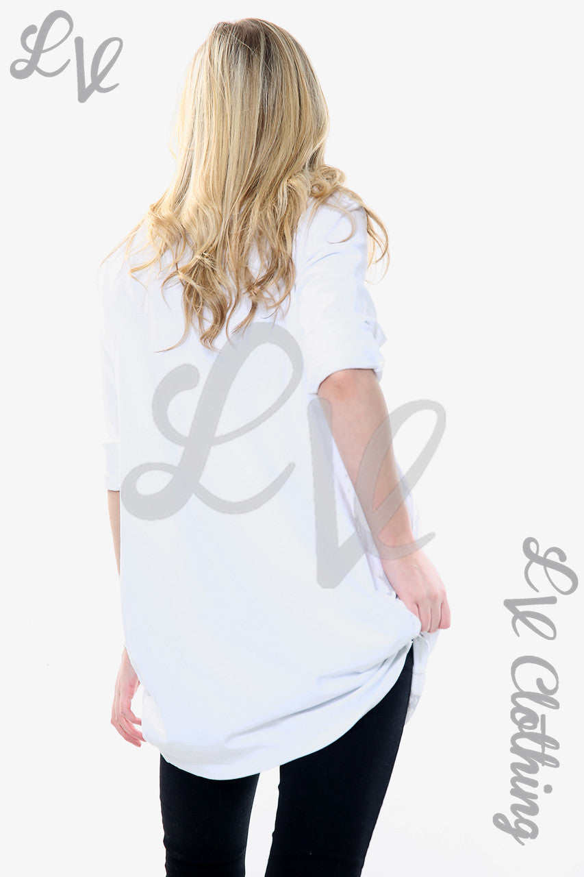 Ladies Star Print Neck & Hemline Top White Unit Price WAS £11.99 NOW £5.99