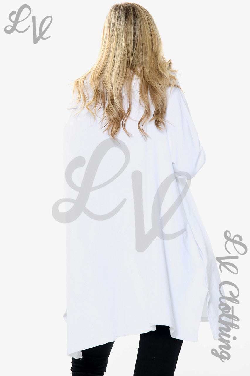 Ladies Draped Shoulder Sweatshirt Top White Unit Price WAS £15.99 NOW £7.99