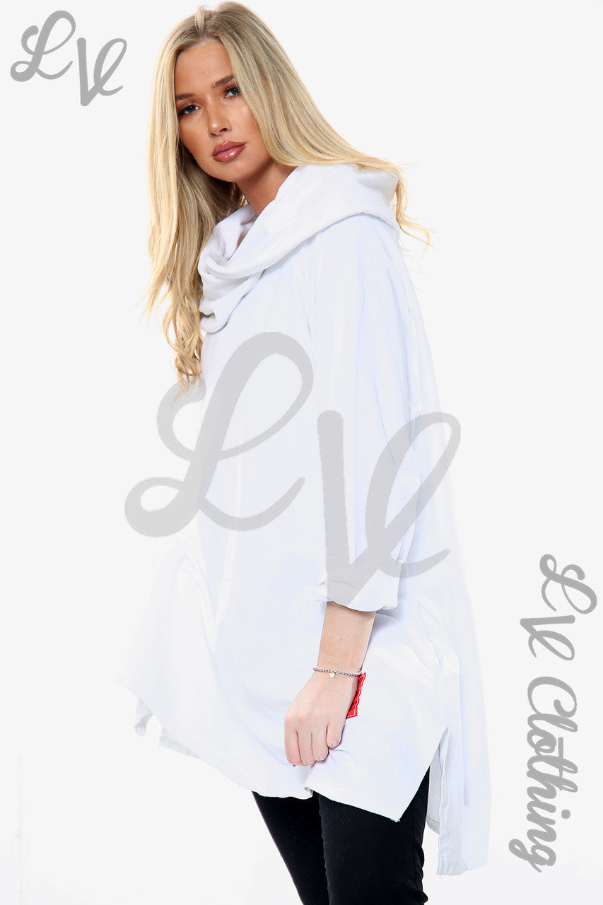 Ladies Draped Shoulder Sweatshirt Top White Unit Price WAS £15.99 NOW £7.99