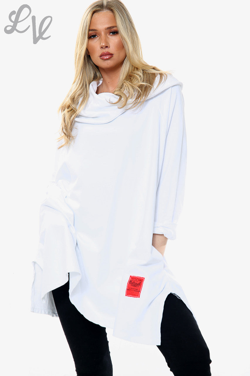 Ladies Draped Shoulder Sweatshirt Top White Unit Price WAS £15.99 NOW £7.99