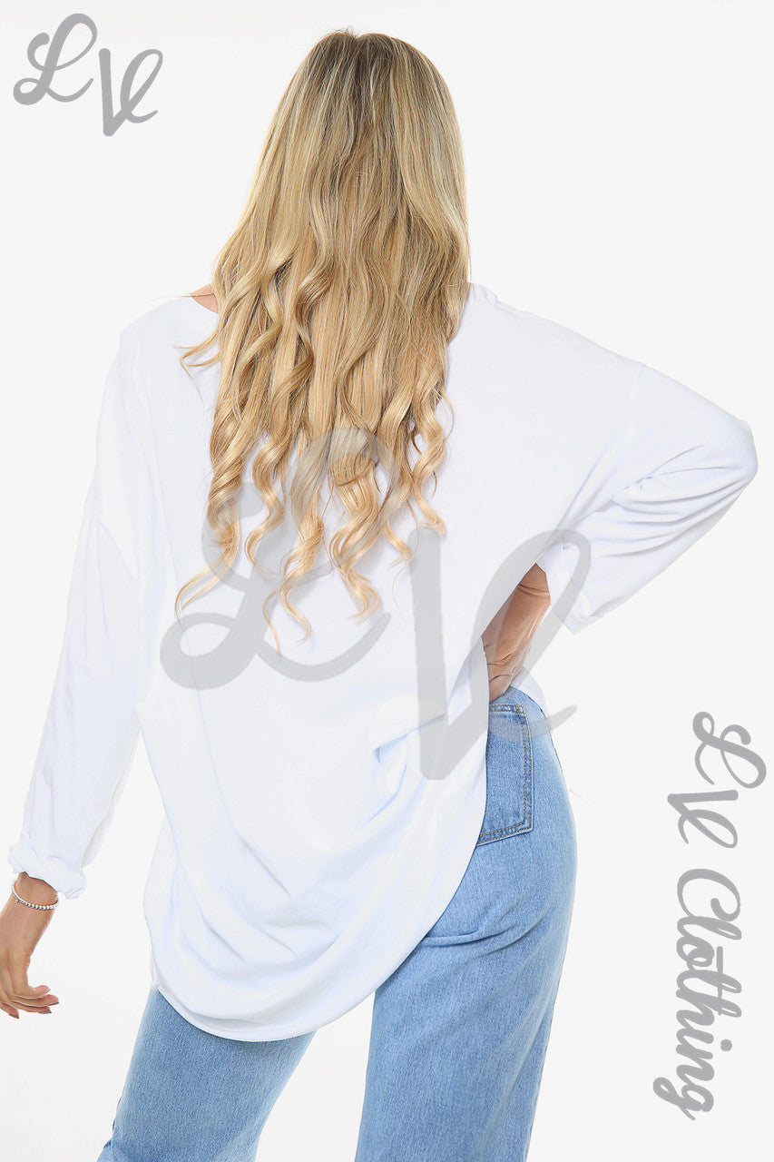 Dames Graffiti Tekens Top Wit Stukprijs WAS £11,99 NU £5,99
