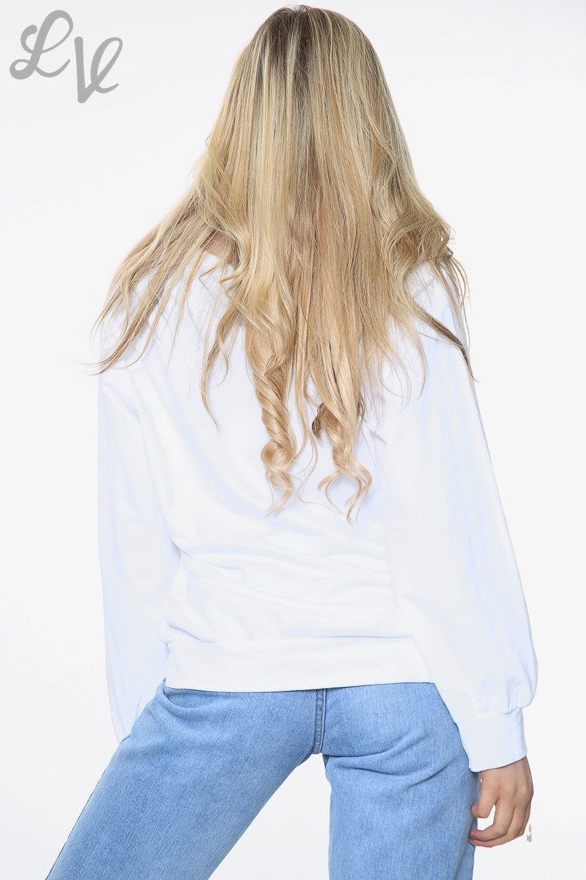 Dames Top Met 'Now Is All You Have' Folieprint Wit Prijs WAS €14,99 NU €7,49