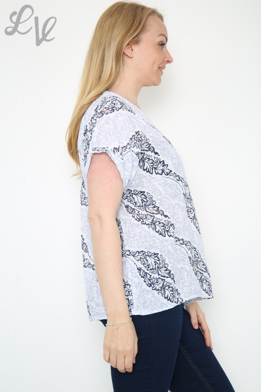 Damesblad Paisley Print Top Wit Prijs per stuk €7,99