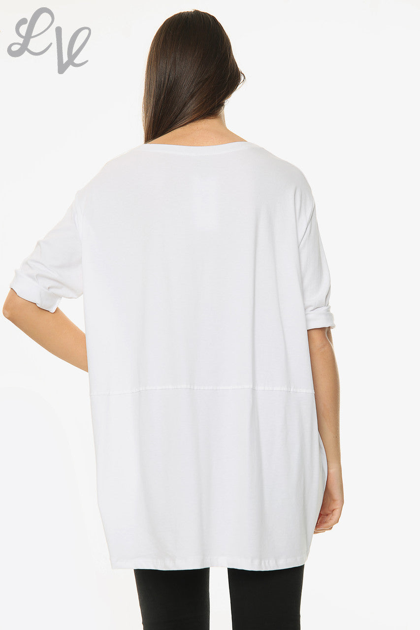 Dames Effen Top Met Zakken Wit Prijs per eenheid €8,99