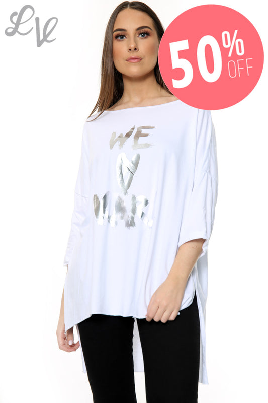 Ladies 'We Love Karl' Foil Graphic Top White Unit Price WAS £5.99 NOW £2.99
