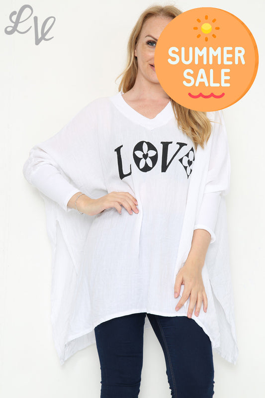 Ladies Love Batwing Top White Unit Price WAS £9.99 NOW £5.99