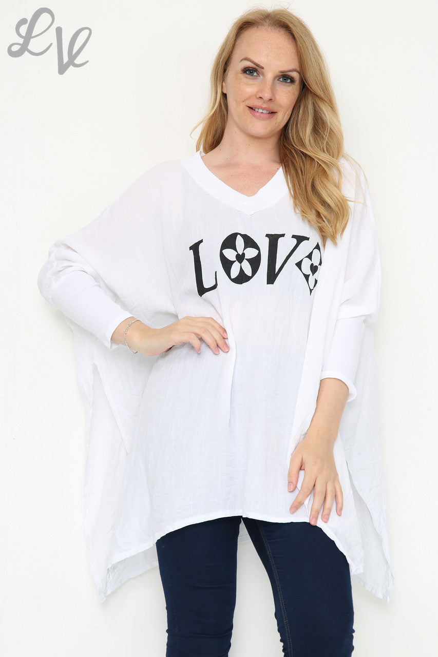 Ladies Love Batwing Top White Unit Price WAS £9.99 NOW £5.99