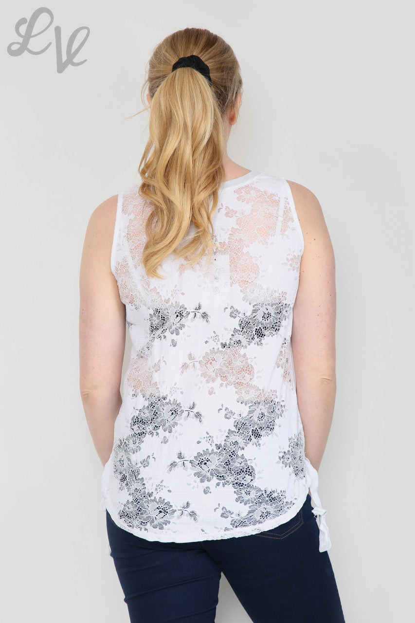 Dames Queen Lace Rug Vest Top Wit Stukprijs WAS €9,99 NU €4,99