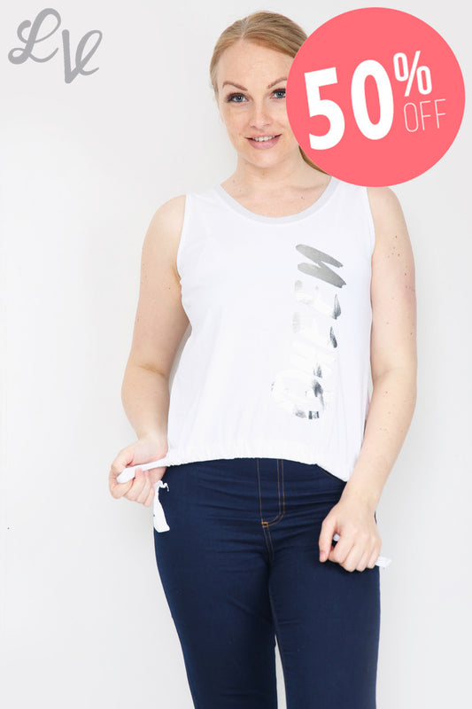 Ladies Queen Lace Back Vest Top White Unit Price WAS £9.99 NOW £4.99