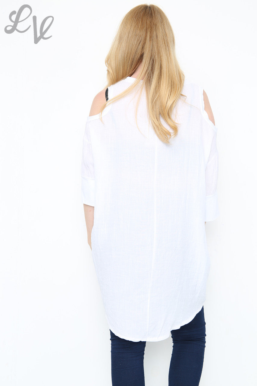 Dames Top met Open Schouders Wit Prijs per stuk €9,99