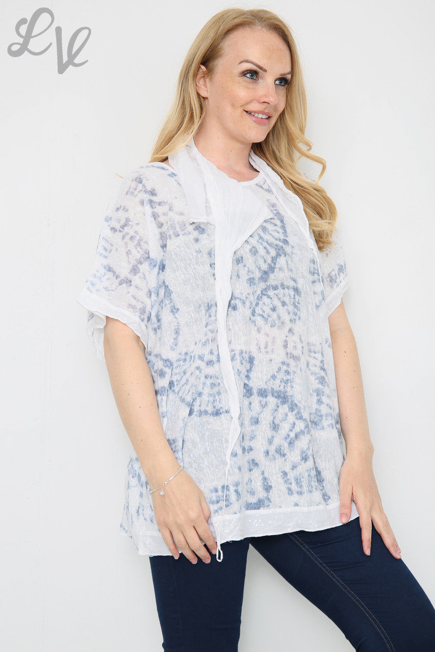 Dames Tie Dye Sjaal Top Wit Stukprijs €5,99