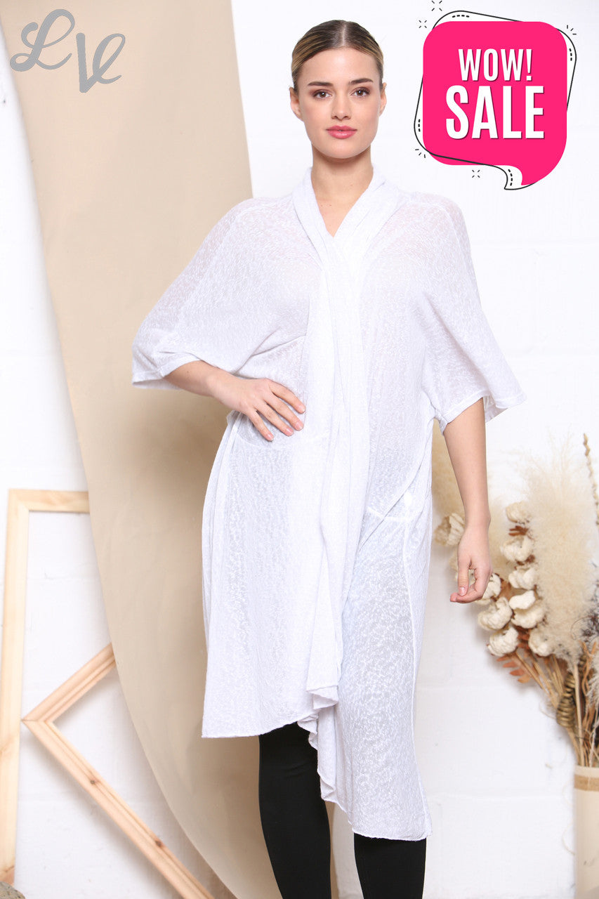 Ladies Sloppy Wrap Cardigan Style Top White