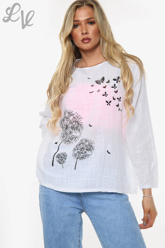 Ladies Dandelion Long Sleeve Top White Unit Price £10.99