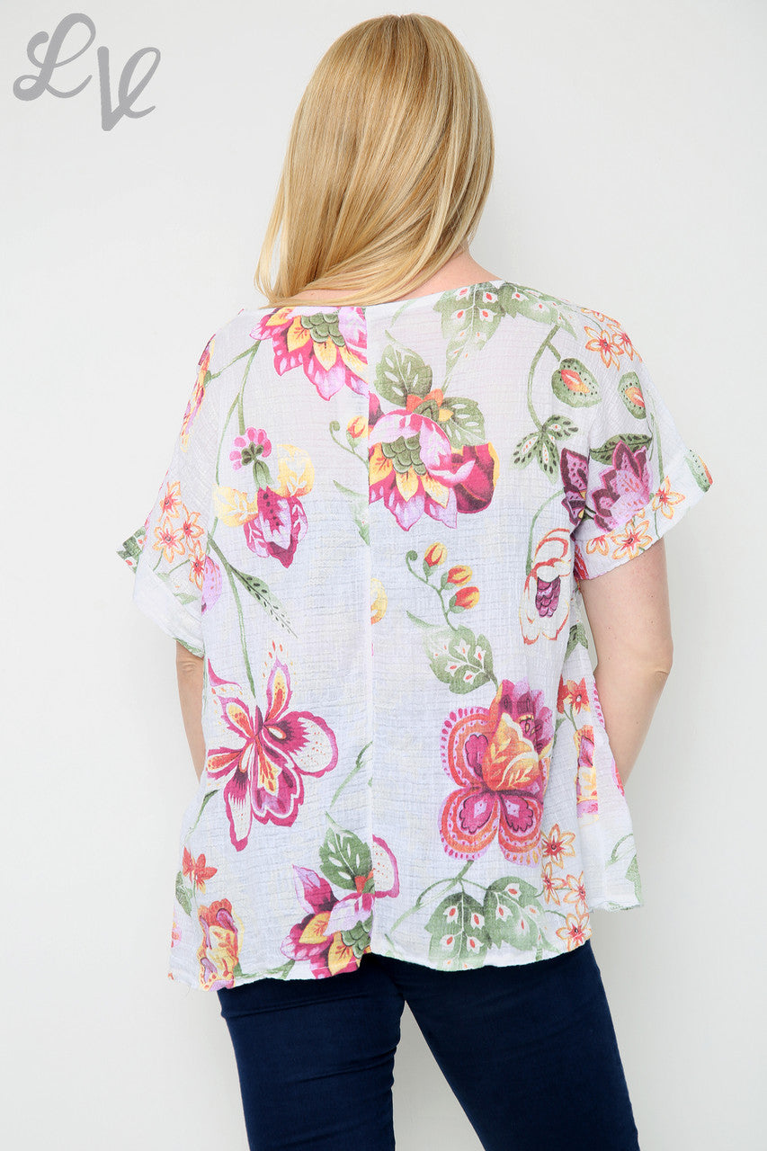Dames Top met Bloemen- en Paisleyprint Wit Prijs per stuk € 8,99