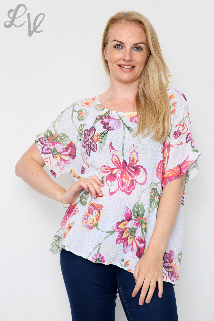 Dames Top met Bloemen- en Paisleyprint Wit Prijs per stuk € 8,99