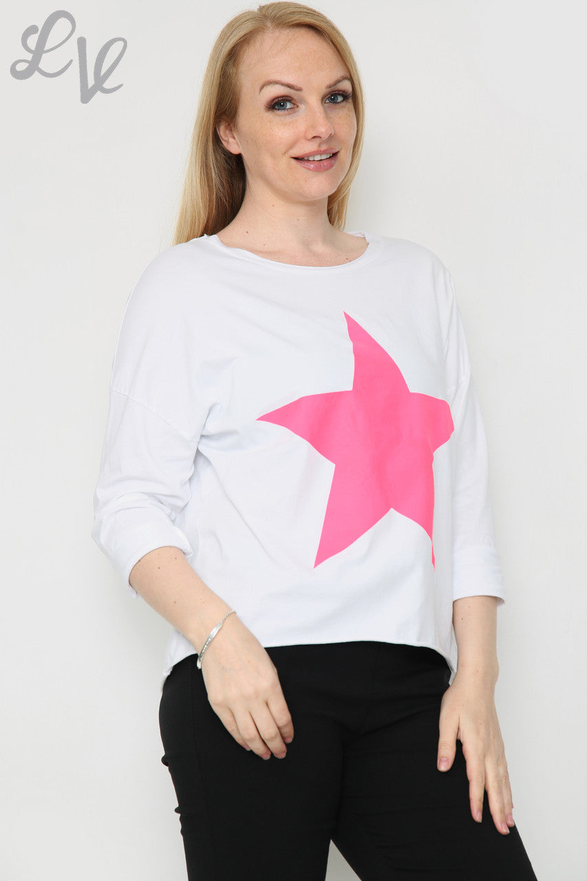 Dames Star Graphic Top Wit Prijs per eenheid £ 9,99
