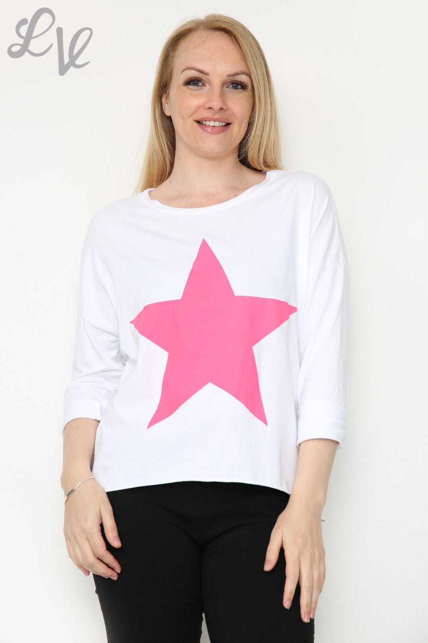 Dames Star Graphic Top Wit Prijs per eenheid £ 9,99