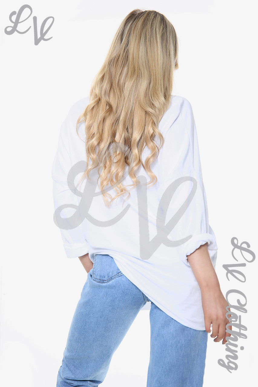Dames Folie Kleurrijke Blokken Sweatshirt Top Wit Prijs per stuk £11,99