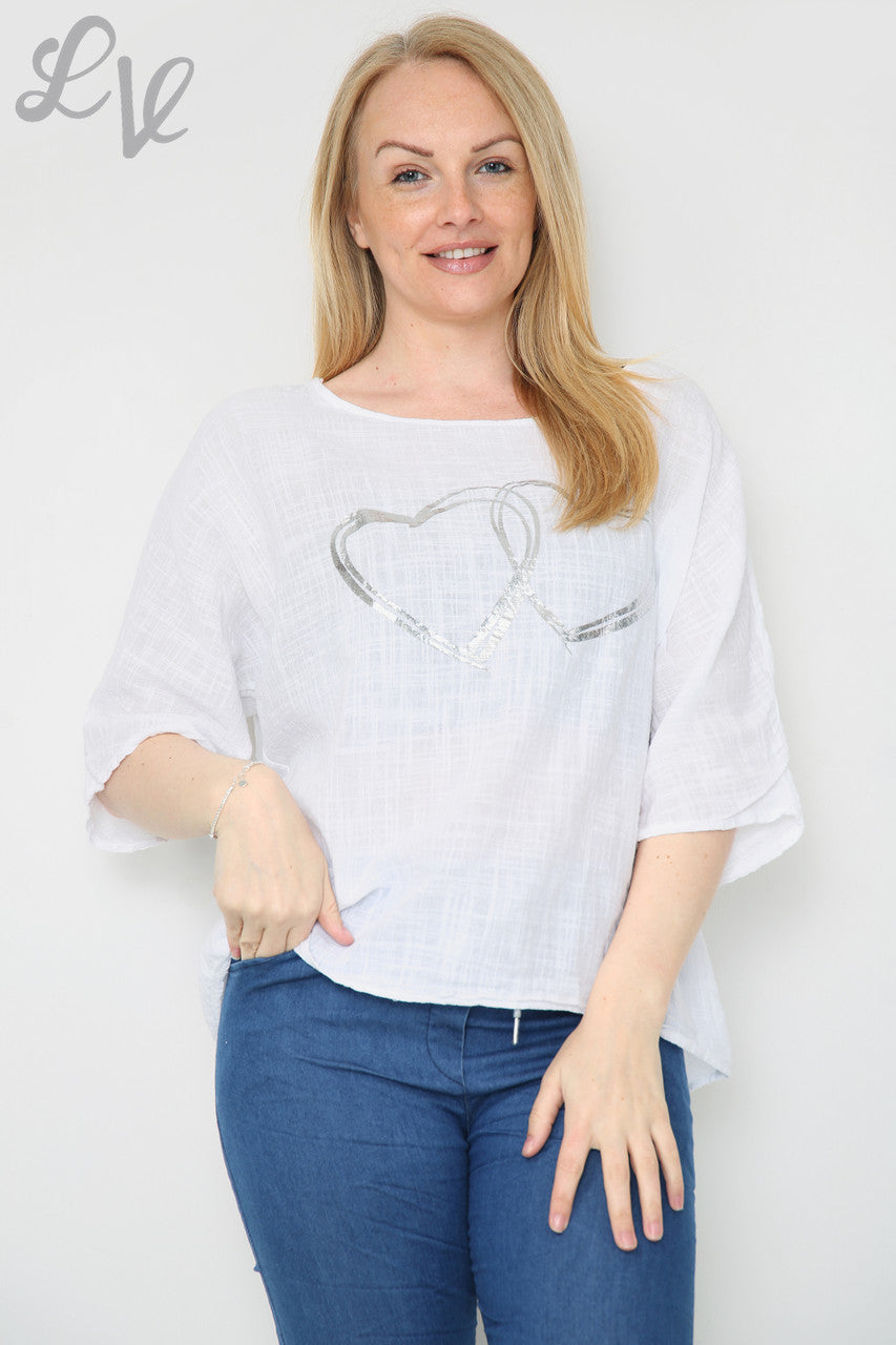 Dames Folie Hart Top Wit per stuk €7,99
