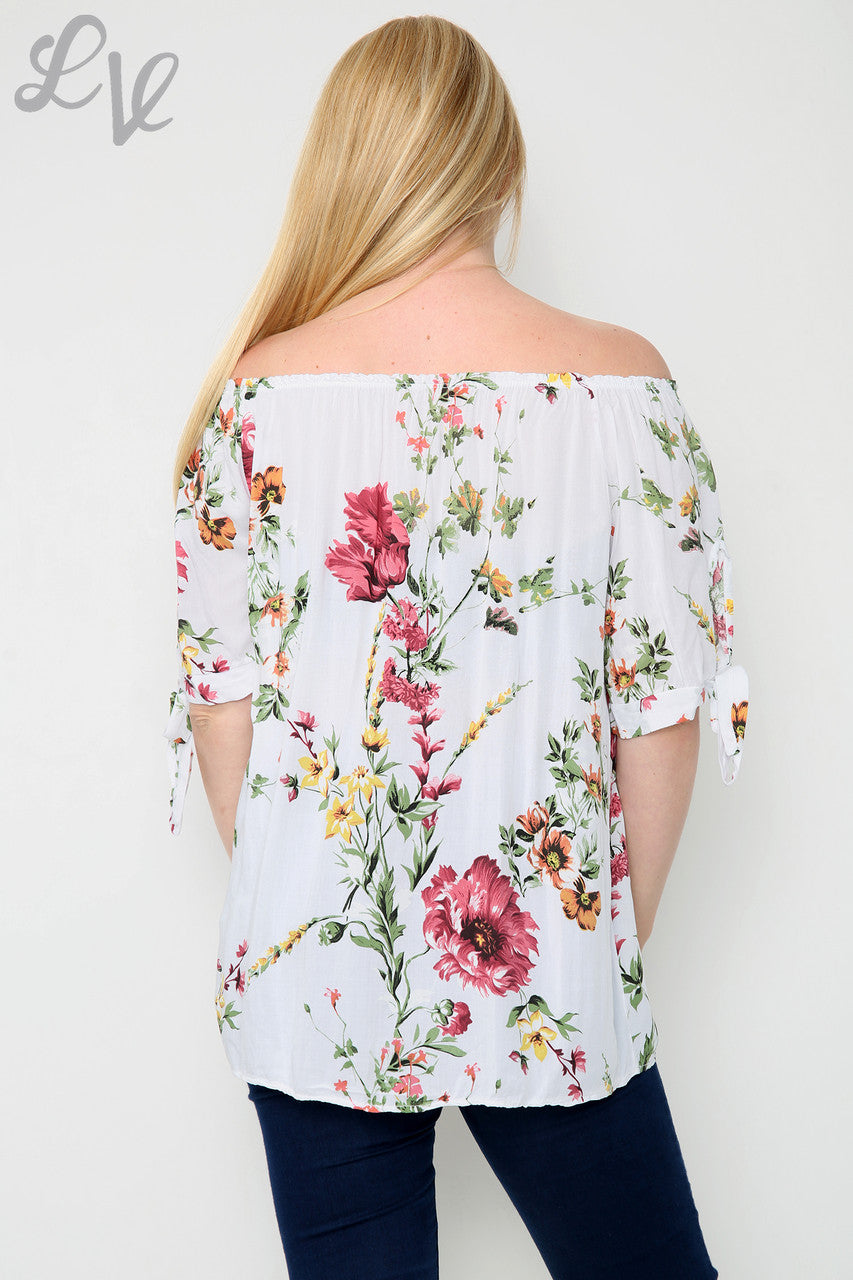 Dames top met bloemenprint in gipsy-stijl Wit Prijs per stuk €9,99