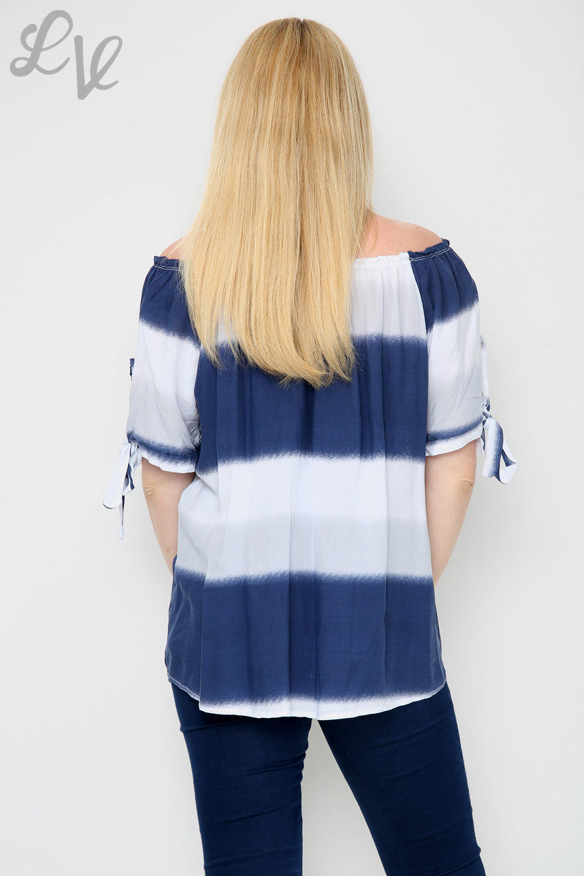 Ladies Gypsy Tie Dye Print Top White - Unit Price £9.99