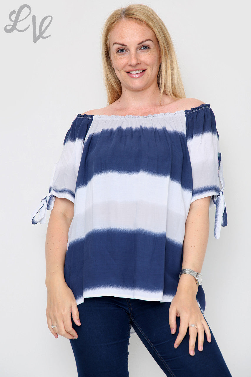 Ladies Gypsy Tie Dye Print Top White - Unit Price £9.99