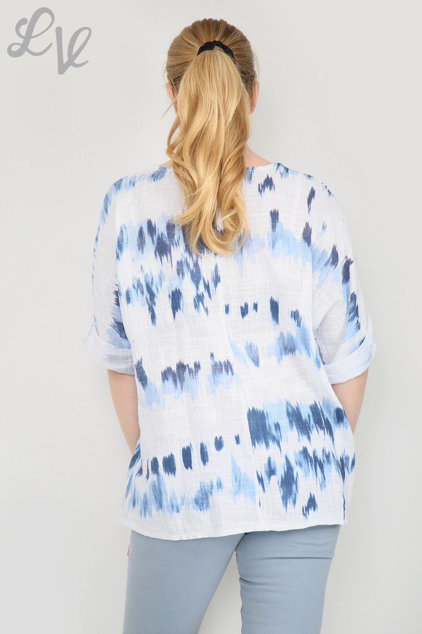 Dames Tie Dye strepenprint eenvoudige top wit eenheidsprijs £ 7,99