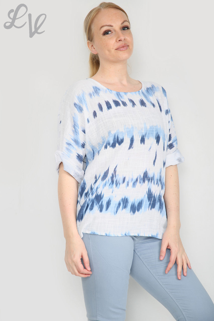 Dames Tie Dye strepenprint eenvoudige top wit eenheidsprijs £ 7,99