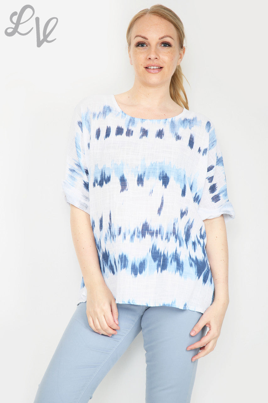 Dames Tie Dye strepenprint eenvoudige top wit eenheidsprijs £ 7,99