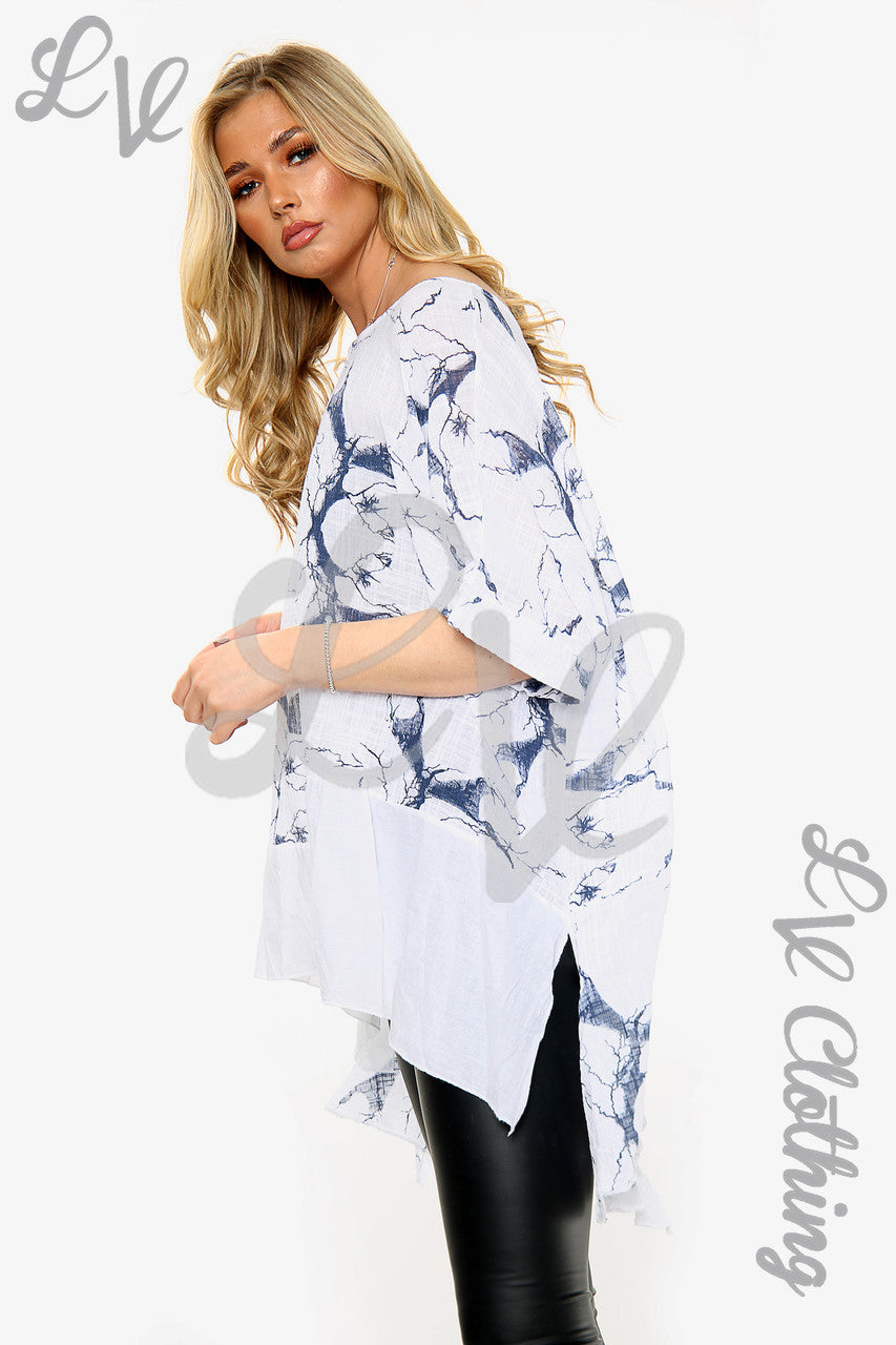 Dames Top met Marmerprint Wit Prijs per stuk € 10,99