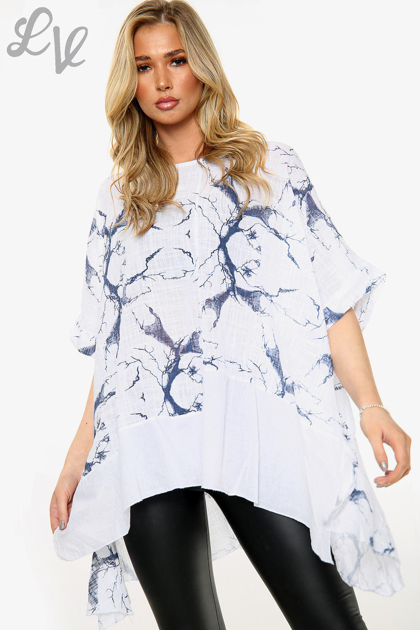 Dames Top met Marmerprint Wit Prijs per stuk € 10,99