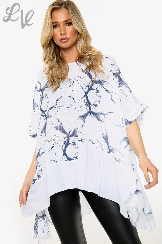 Ladies Marble Effect Print Top White Unit Price £10.99