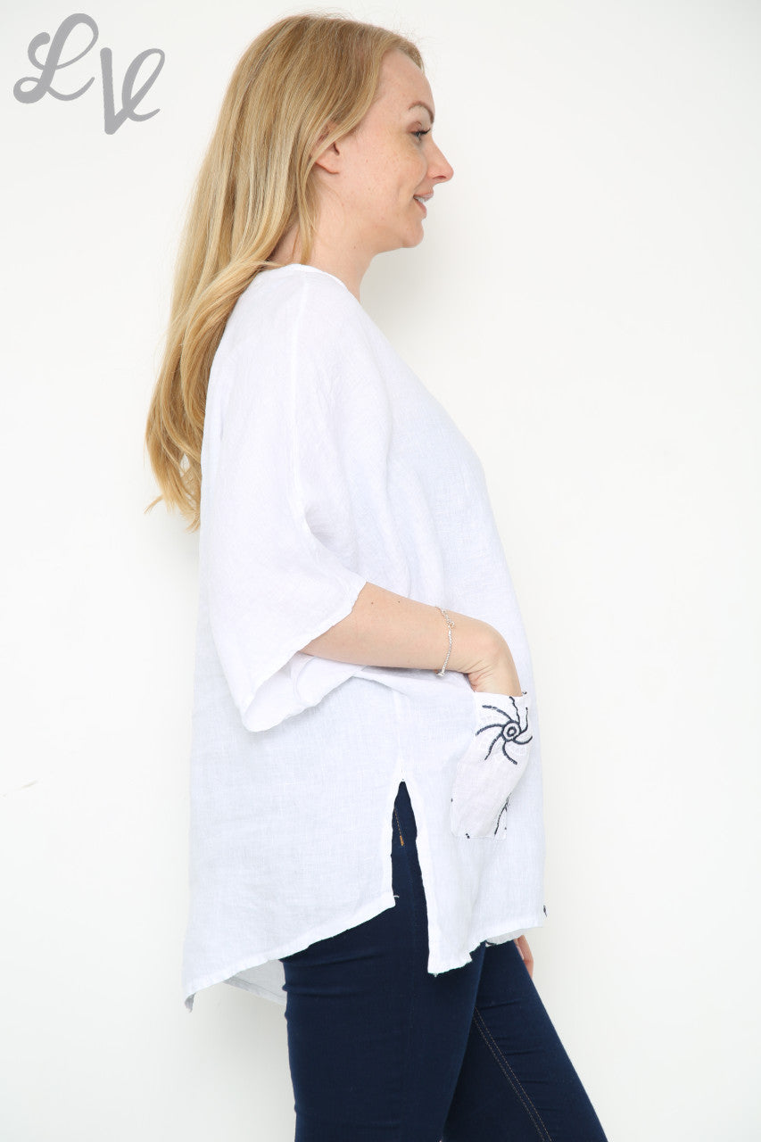 Dames Top Met Geborduurd Patroon Wit Stukprijs € 13,99
