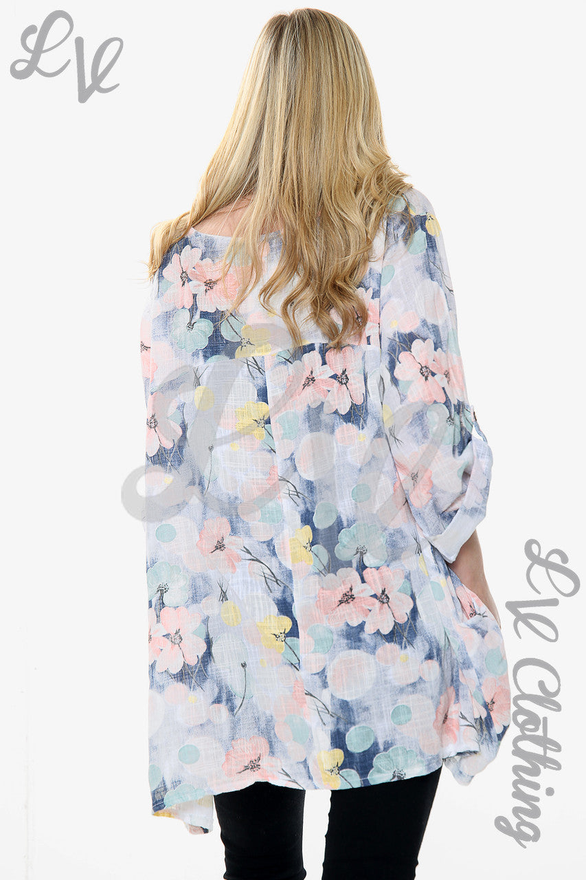 Dames Top met Bloesemprint Wit Stukprijs € 12,99