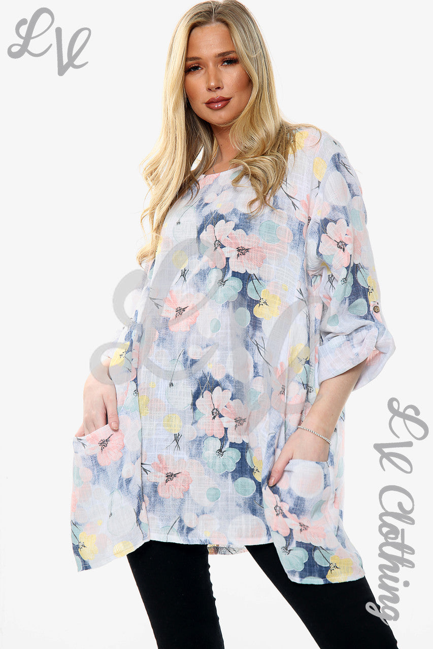 Dames Top met Bloesemprint Wit Stukprijs € 12,99