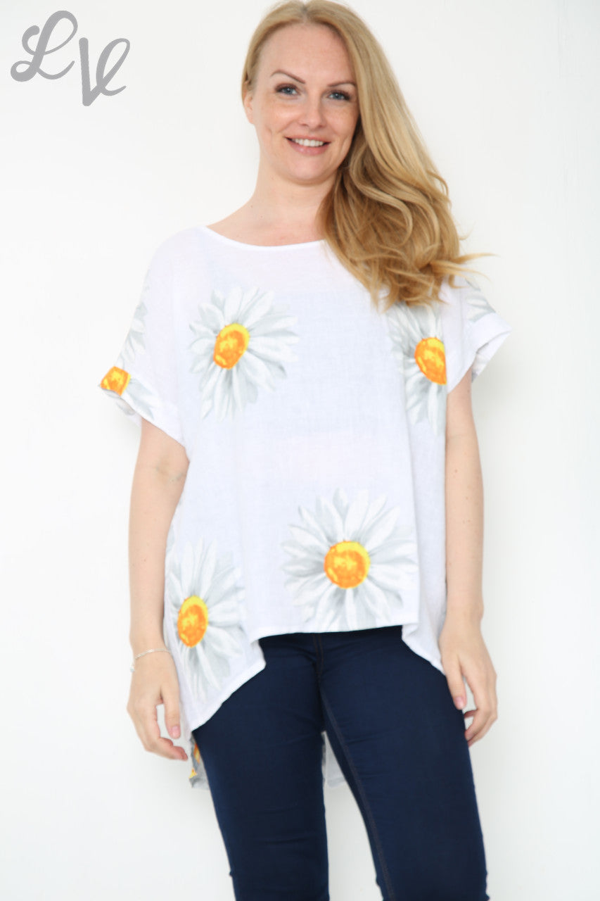 Dames Top Met Madeliefjes Knopen Op De Rug Wit Prijs Per Stuk €10,99