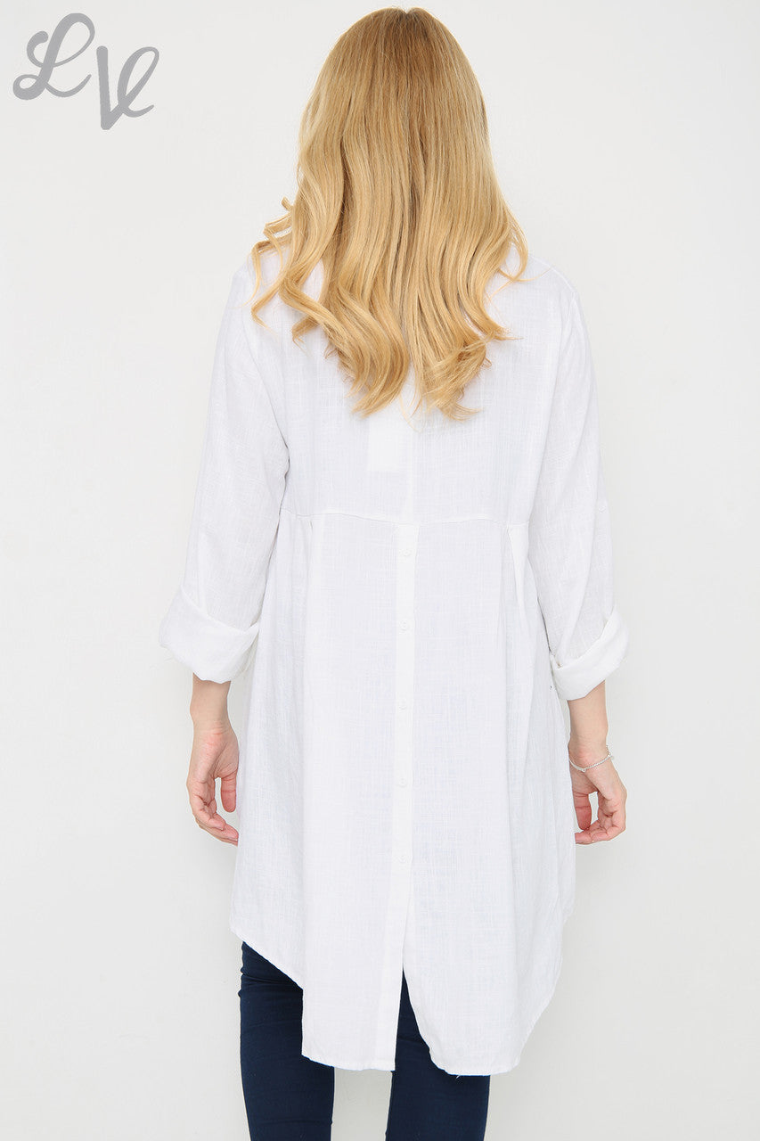 Ladies Tunic With Button Back Detail White Unit Price £9.99