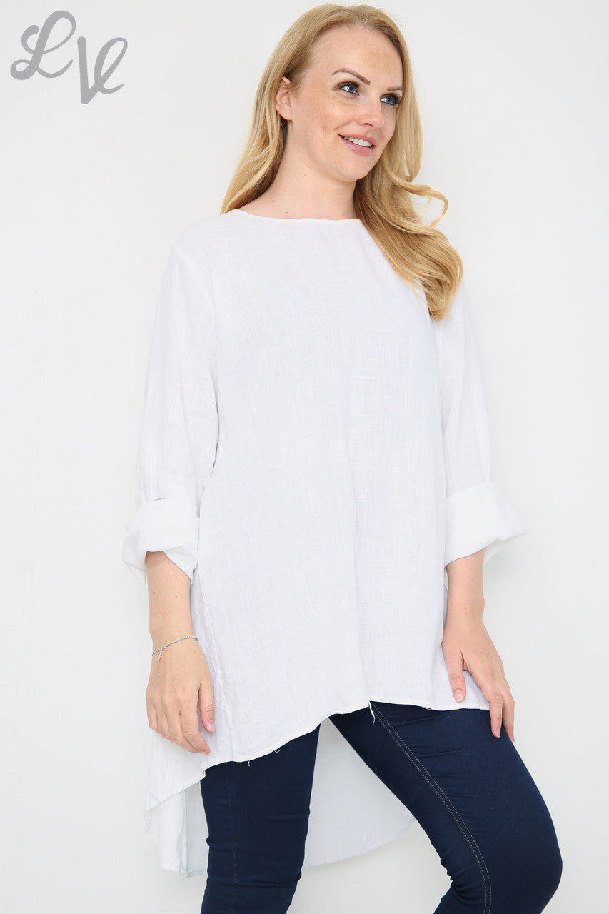 Ladies Tunic With Button Back Detail White Unit Price £9.99