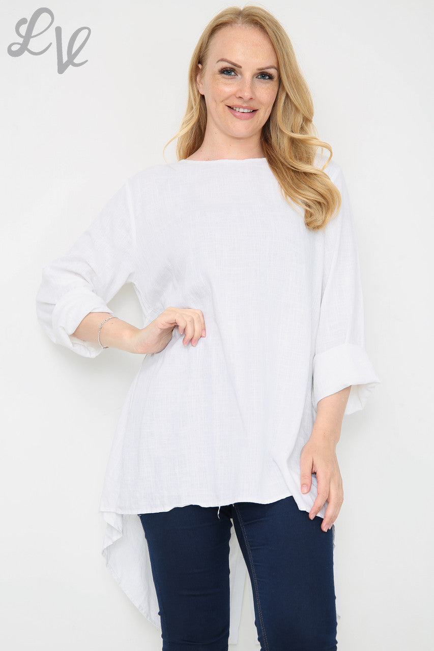 Ladies Tunic With Button Back Detail White Unit Price £9.99