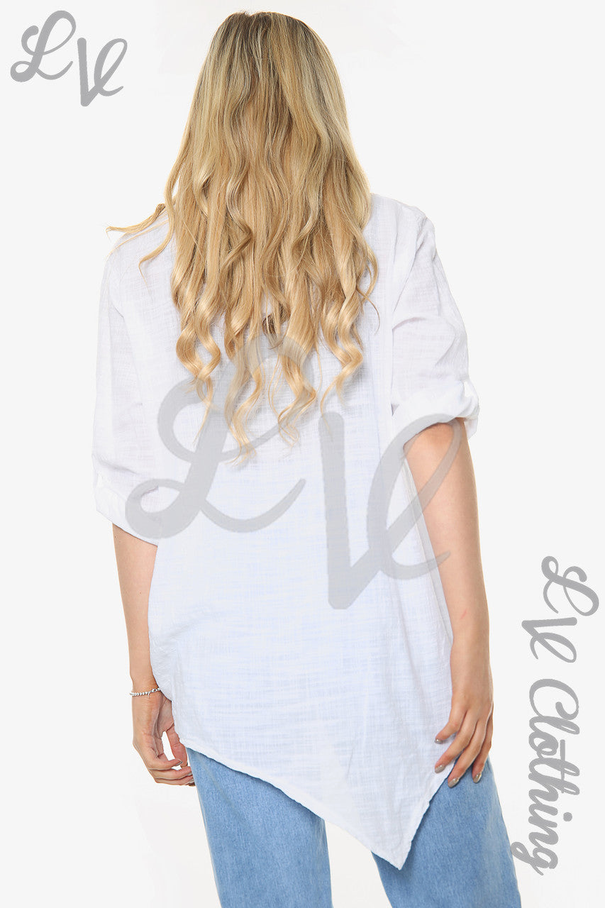 Dames Top met Geplooide Zoom Wit Prijs per stuk €9,99