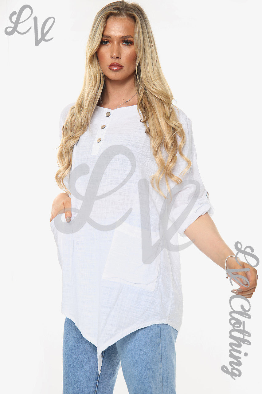 Dames Top met Geplooide Zoom Wit Prijs per stuk €9,99