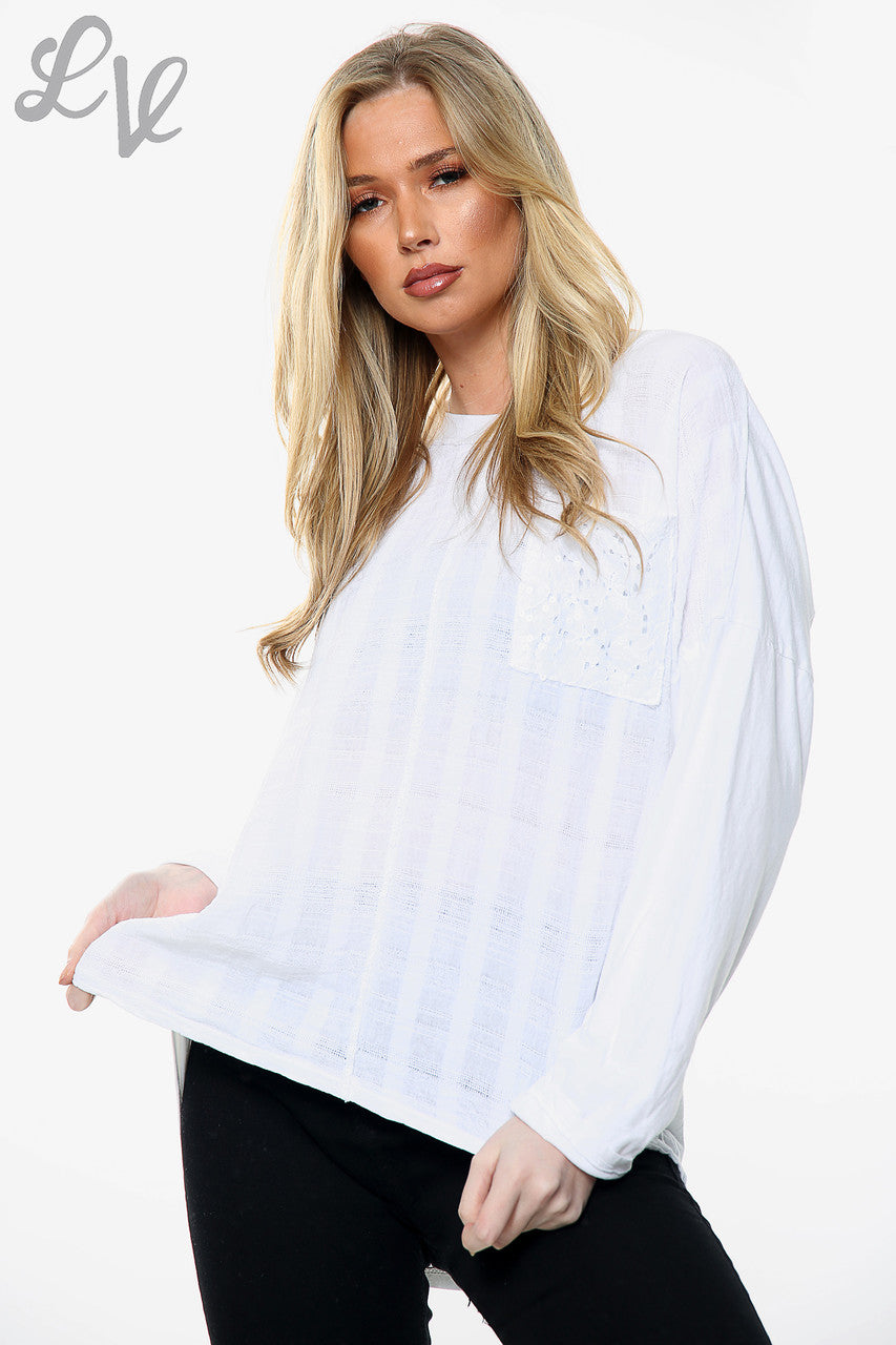 Dames Sequin Geborduurd Zaktop Wit Prijs per stuk € 9,99