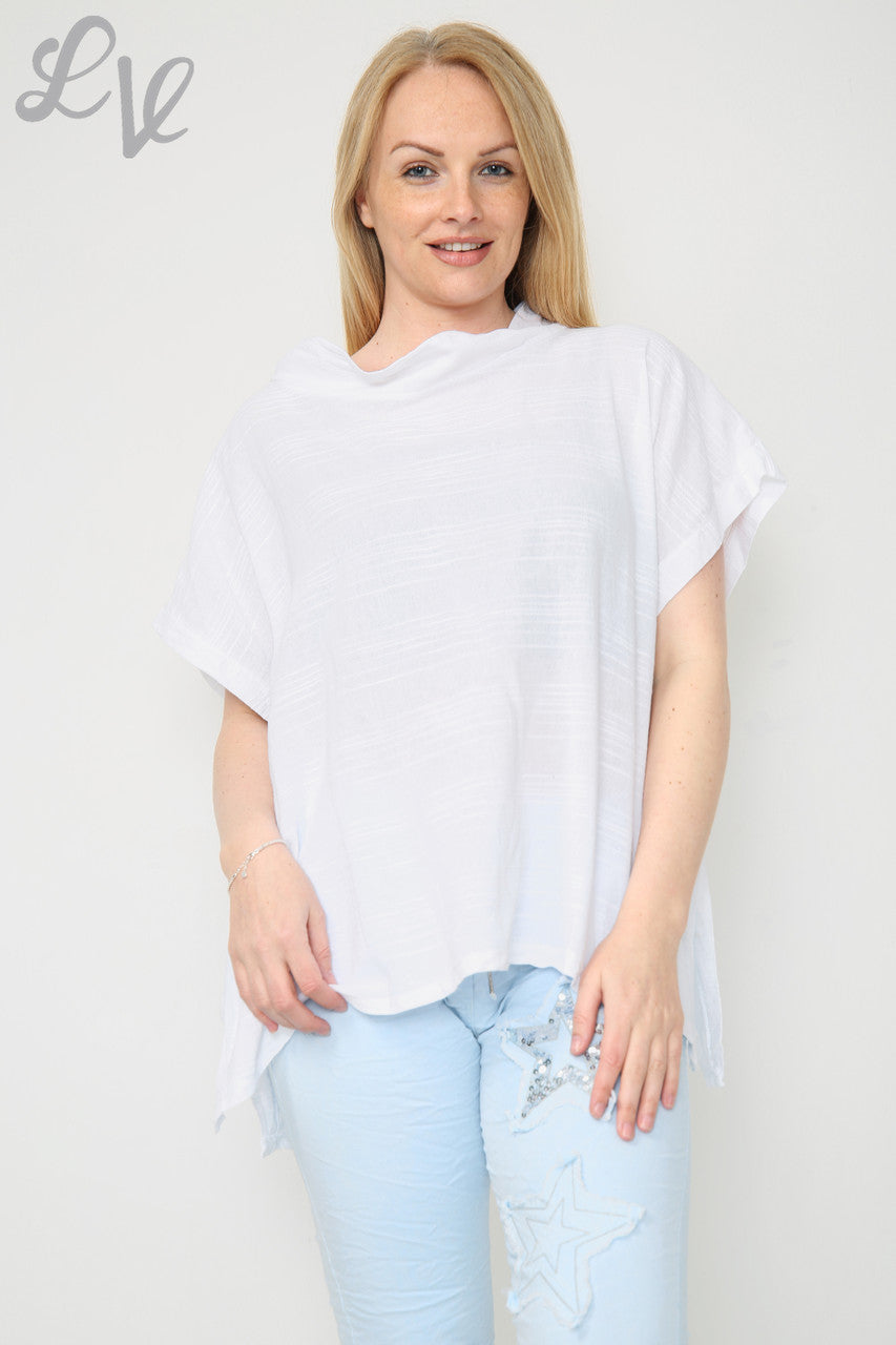 Dames Linnen Top met Knopen aan de Zijkant Wit Stukprijs € 9,99