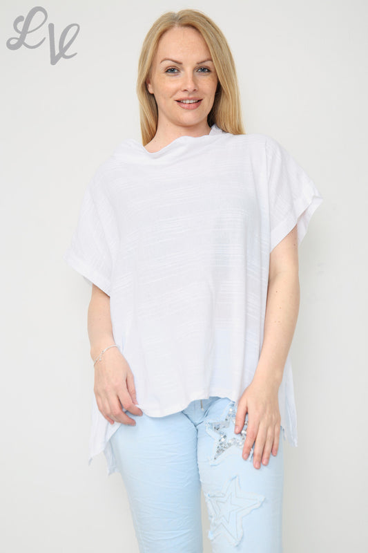 Ladies Linen Button Side Top White Unit Price £9.99