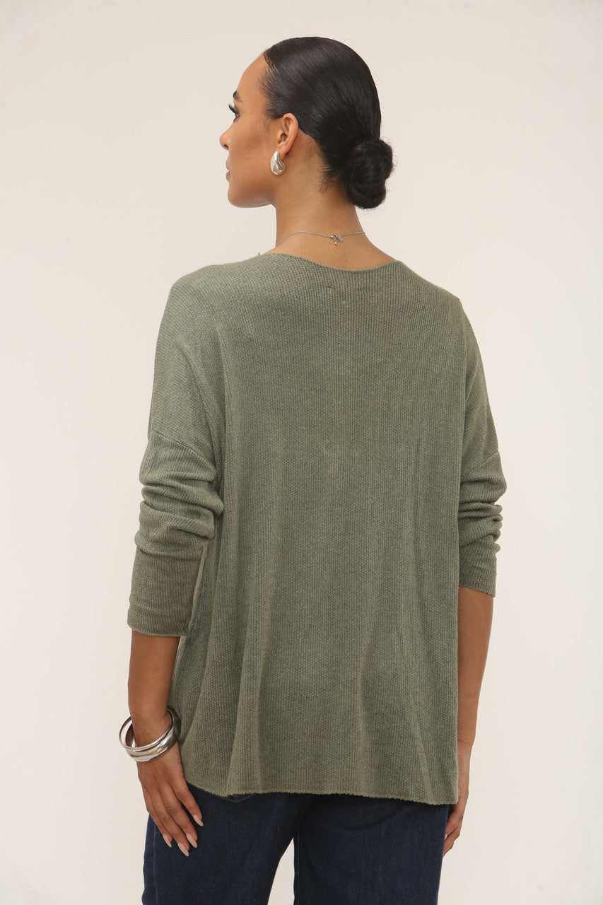 DIAMANTE LEOPARD SHOULDER JUMPER - KHAKI