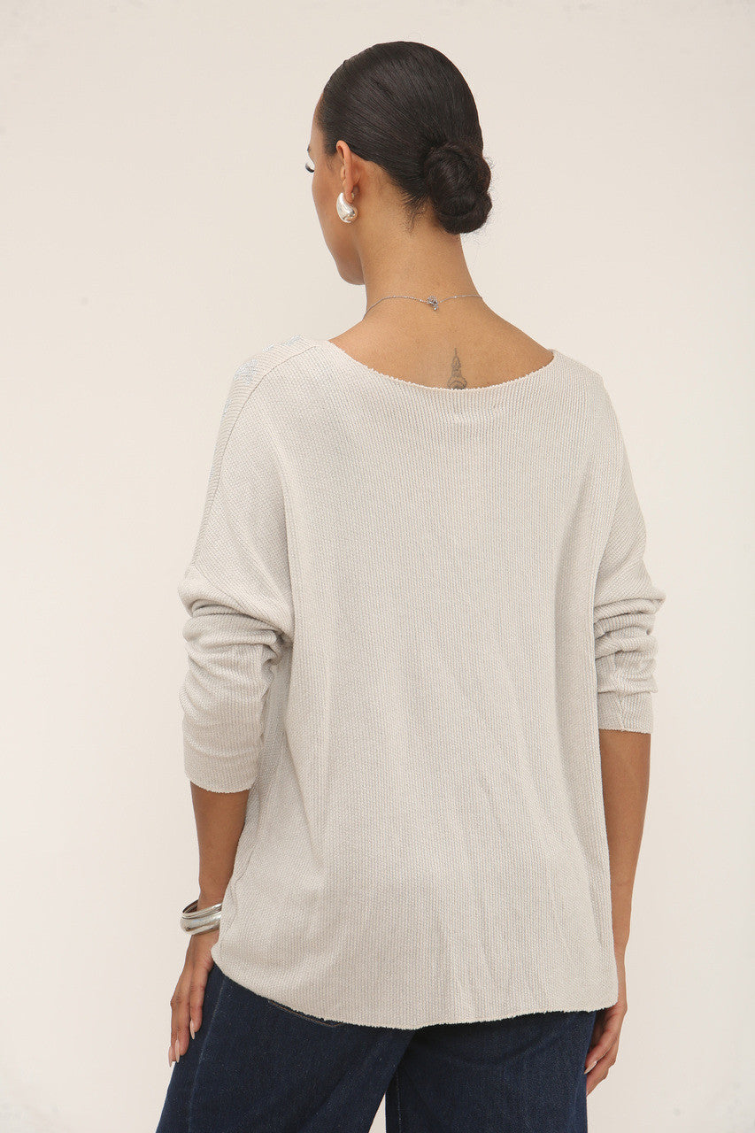 DIAMANTE LEOPARD SHOULDER JUMPER - STONE